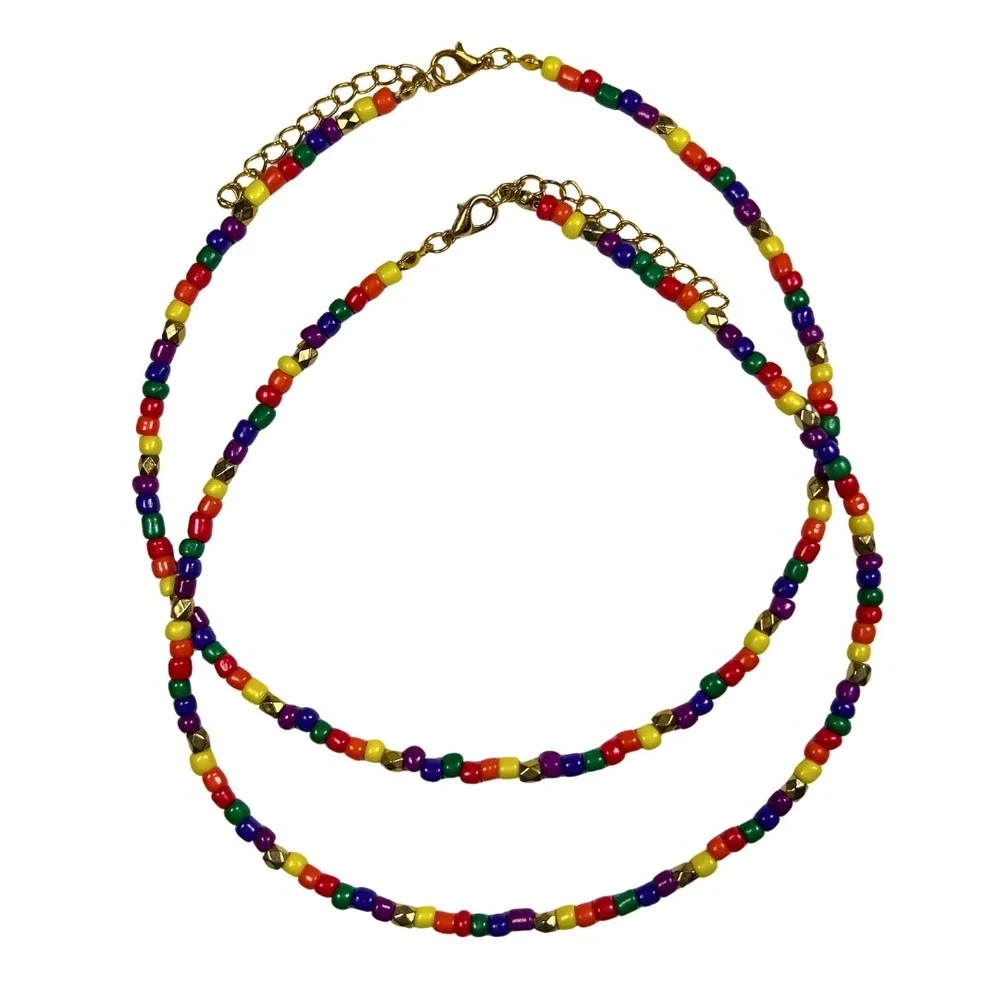 Handmade Multicolor Seed‎ Bead Choker Necklace Lobster Clasp Boho Beach 15